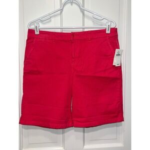 NEW Gap Khakis Womens Boyfriend Roll-Up Shorts Pink Size 6 Stretch